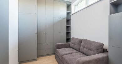 Jauki ir funkcionali svetainė su minkšta sofa-lova, moderniais baldais, lentynomis daiktams bei šiltu apšvietimu, sukurta ribotoje erdvėje.